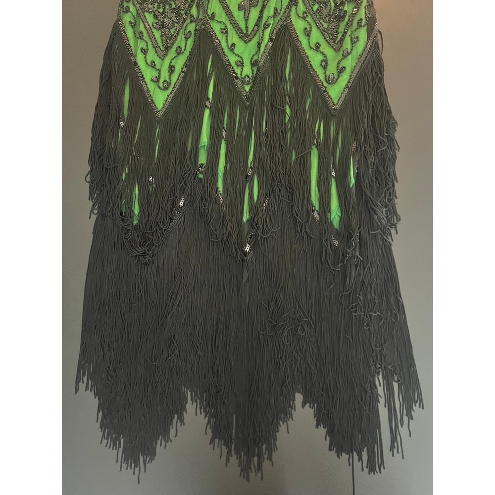 PrettyGuide Green Black Sequin Fringe Flapper Dress 1920s Gatsby Style L (1098) - Picture 9 of 16